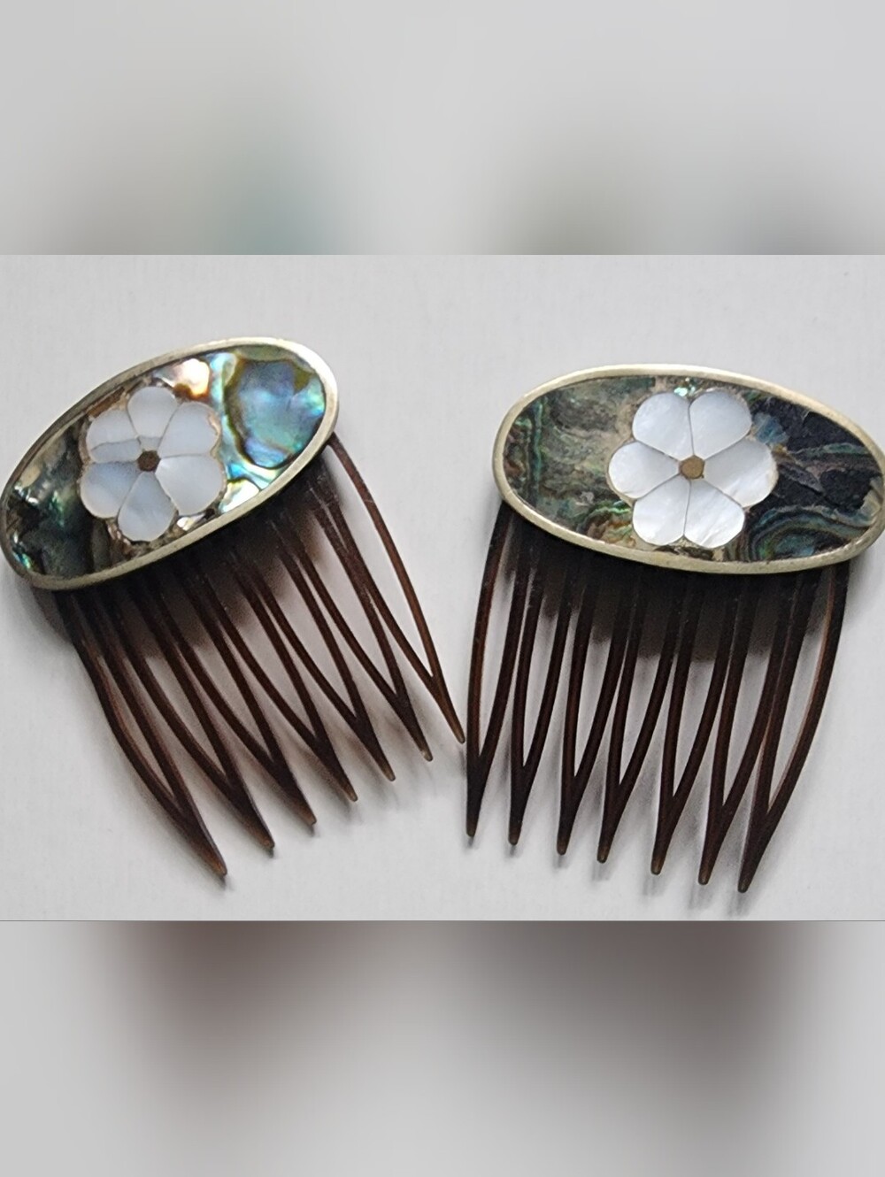 Vntg Abalone Hair Combs